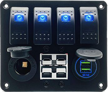 Advanced IB-SP801 12V 4-Gang Waterproof Switch Panel with Fast Charging & Voltage Monitoring