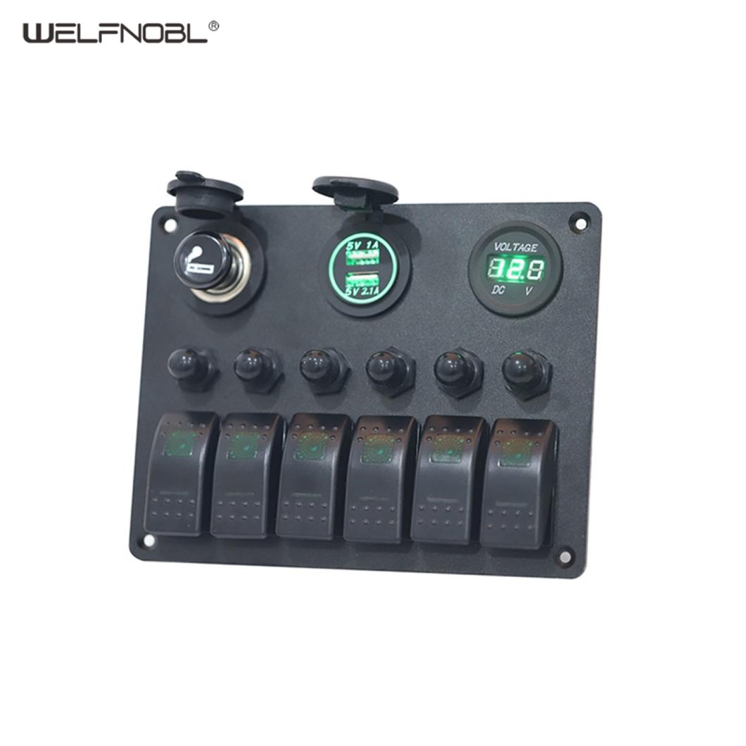 6 Gang ON Off Rocker Switch Panel