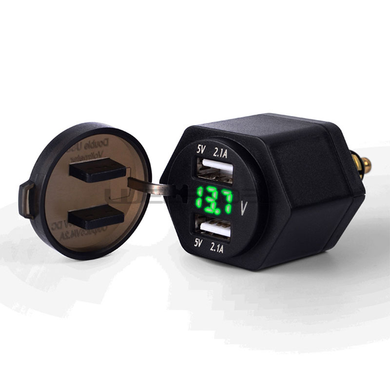 DS008M Dual USB Charger with Voltmeter: Smart Power for Discerning Riders
