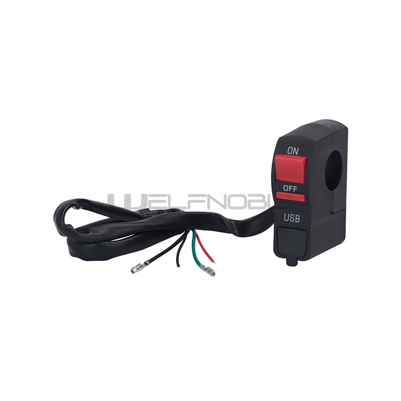 Universal Motorcycle Handlebar Switch with Emergency Kill Switch & USB Charging Port