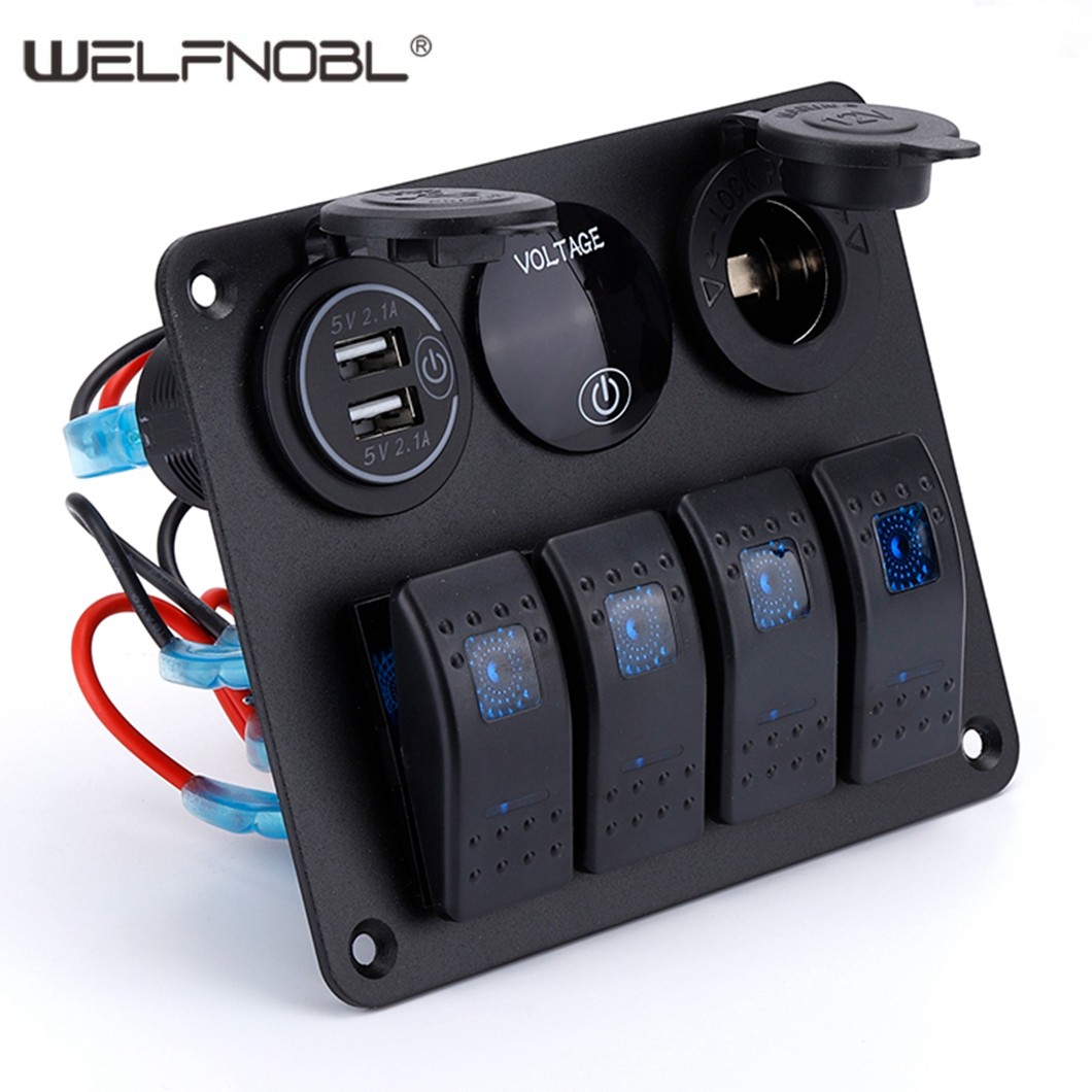Four Ports Waterproof Boat Marine Rocker Switch Panel