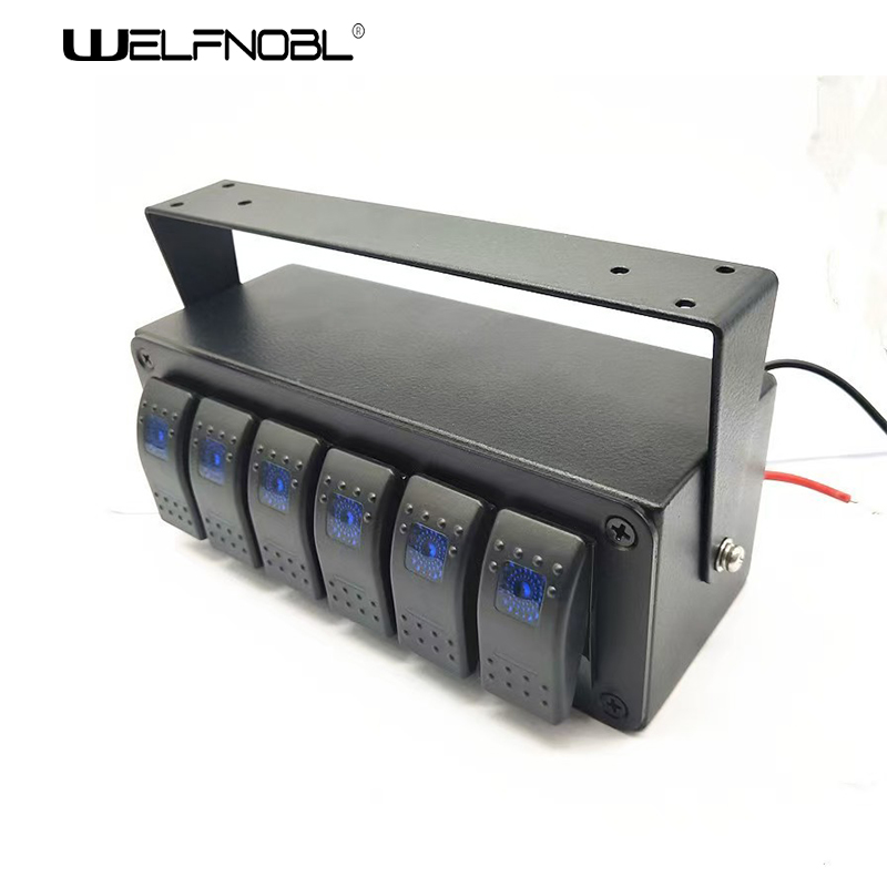 6 gang blue light rocker switch
