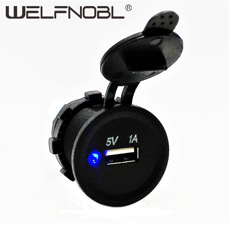5V 1A USB Socket Blue light Single USB