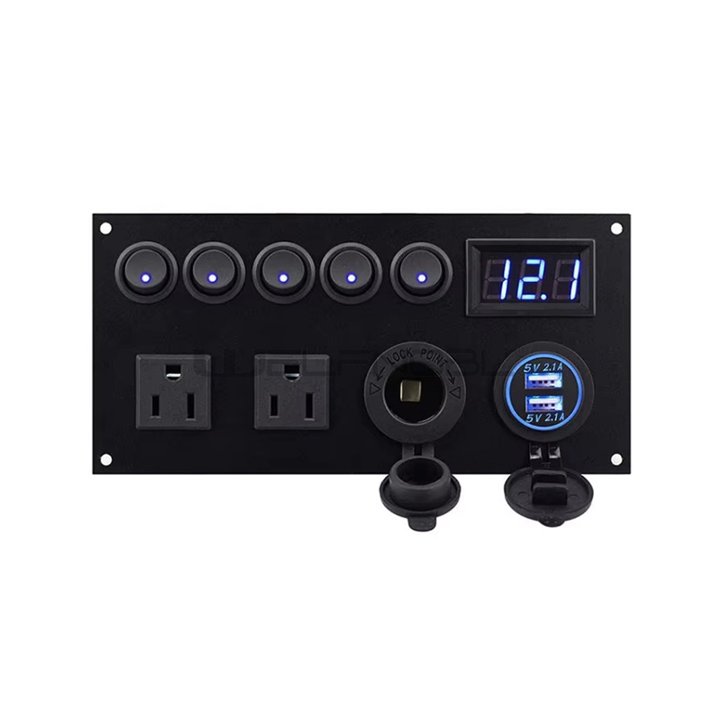 5 Gang Toggle Switch Panel Multi-Functions with Voltmeter