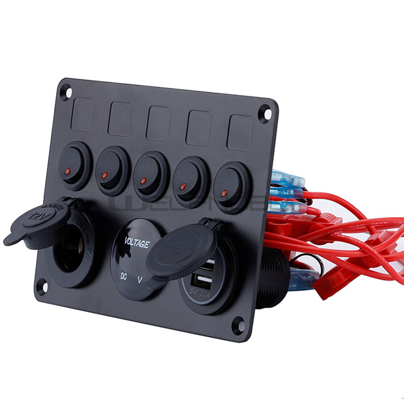 5 Gang Switch Panel Dual USB Socket Charger