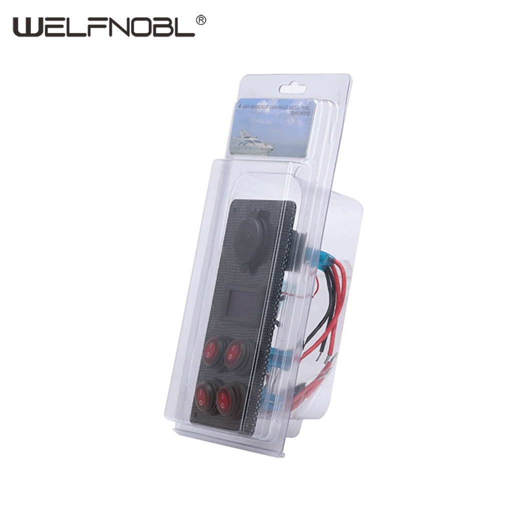 4-round Rocker Switch Mini Square Voltmeter Dual USB Car Charging