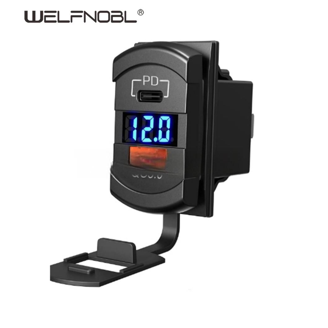 DC 12/24V Voltmeter Dual Port Usb Quick Charger