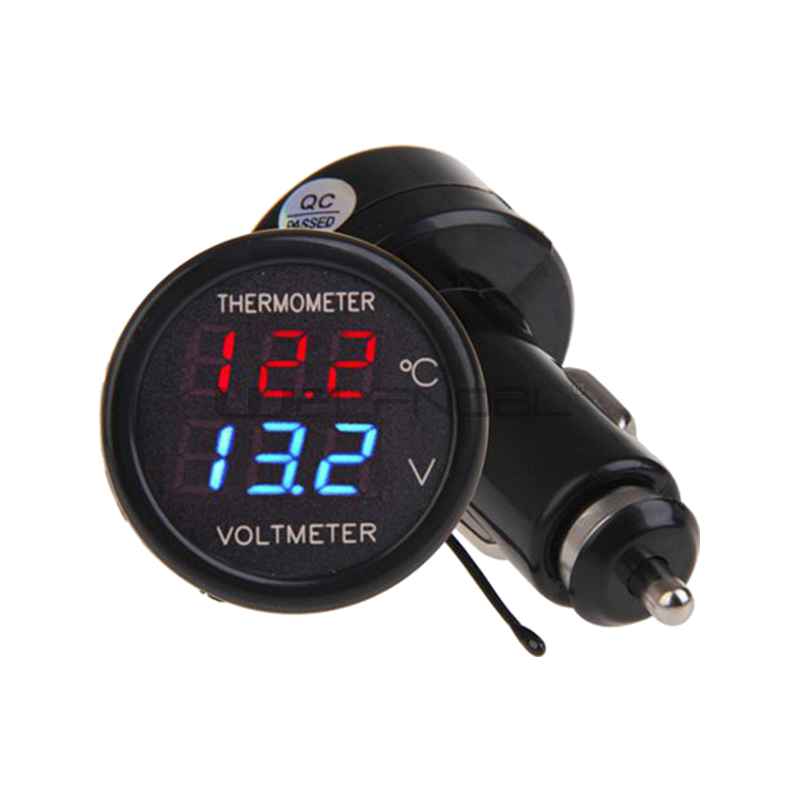Temperature and Voltage Meters Dual Display Male plug