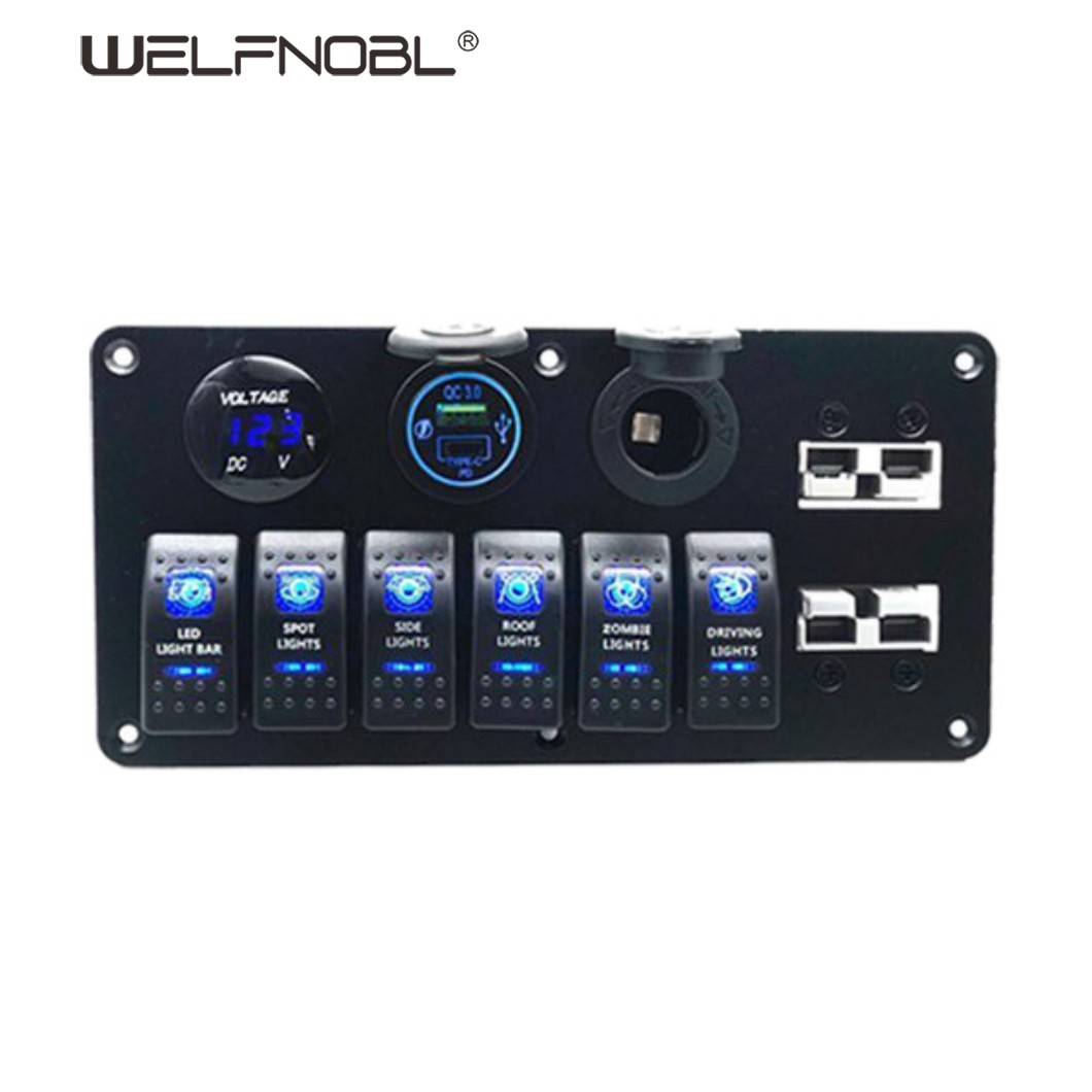Waterproof Marine Car 6 Gang Rocker Switch Panel