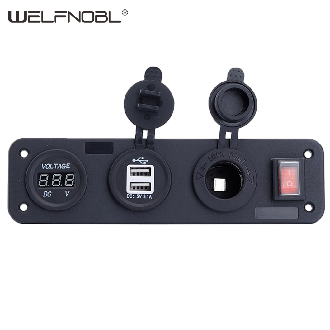 IB-P402 Waterproof Power Socket Panel - 4-Port USB & 12V Outlet, Flush Mount