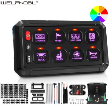 Universal 8 Gang Switch Panel Switch Waterproof Automotive Control Panel Switch for Car Road Vehi...