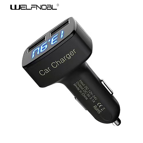 New square dual USB interface voltage display screen
