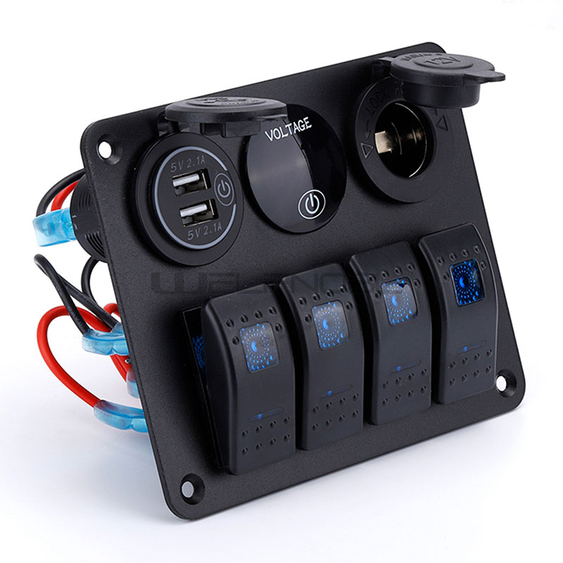 Four Ports Waterproof Boat Marine Rocker Switch Panel